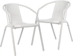 VINGLI PE Rattan Outdoor Dining Chairs Set of 2, Plastic Stackable Patio Chairs by VINGLI
