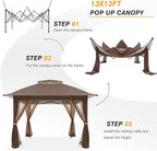 COOSHADE 13x13 Pop Up Gazebo Tent Outdoor Canopy Patio Shelter - Image 4