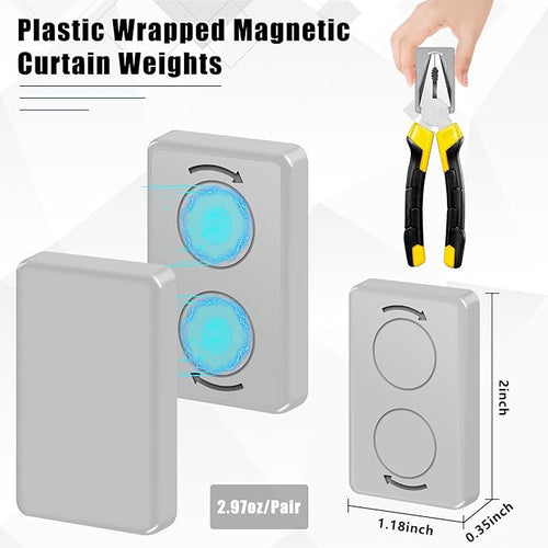 36pcs Outdoor Curtain Weights, Plastic Wrapped Magnetic Drapery Weights - Image 2