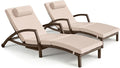 Chaise Lounge Chairs Outdoor Set of 2, Comfy Outside Wicker Patio Pool Lounge by ZZWHOM