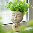 Face Head Planter, Funny Heads Plant Pots, Cute Girl Faces Plant Pot, - Image 8