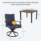 Grand patio 5-Piece Outdoor Dining Set, 4 Leather-Look Wicker Swivel Blue Patio - Image 4