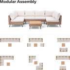 LAUSAINT HOME Outdoor Patio Furniture, 7 Piece Outdoor Sectional Sofa PE Rattan - Image 6