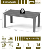 GREENVINES Outdoor Dining Table | 67’’ | HDPE | Rectangle Tables - Image 2