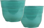 Garden Elements Indoor/Outdoor Glazed Brushed Happy Plastic Planter, Dark Aqua by GardenElements