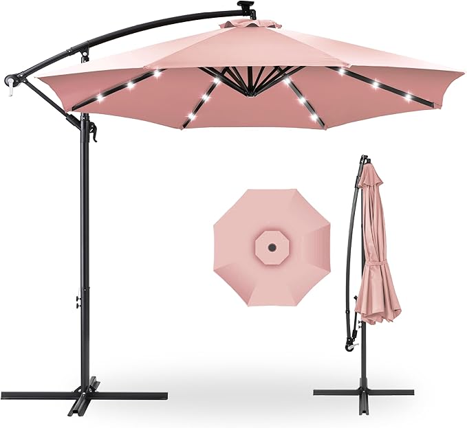 Best Choice Products 10ft Solar LED Offset Cantilever Hanging Market Patio by BestChoiceProducts