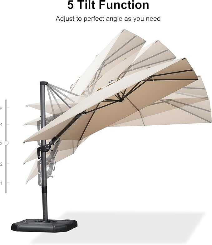 PURPLE LEAF 9' X 12' Left-right Tilt Patio Umbrella Outdoor Cantilever Swivel - Image 8