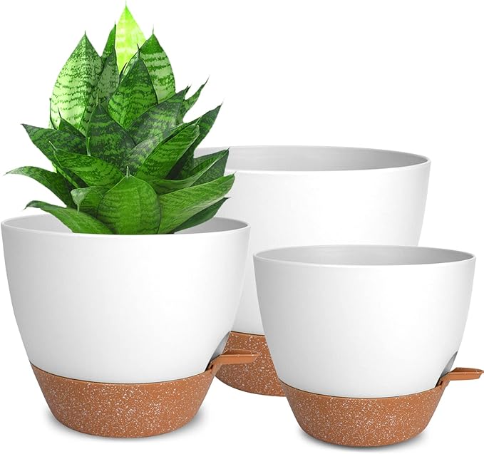 Planters for Indoor Plants, 10/9/8 Inch Self Watering Plant Pots by Vanslogreen