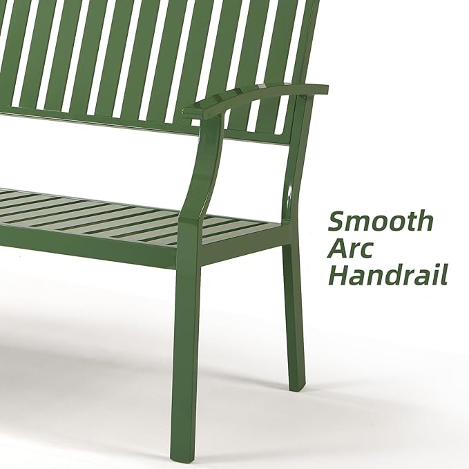 Outdoor Bench Weatherproof Aluminum Patio Garden Bench, Patio Loveseat - Image 4