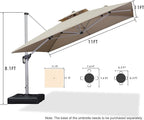 PURPLE LEAF 11 Feet Double Top Deluxe Square Patio Umbrella Offset Hanging - Image 9