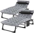 ABORON 2PK Chaise Lounge Chair, 5 Positions Padded Outdoor Tanning Chair by ABORON