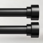 2 Pack Curtain Rods for Windows 28 to 48, 1 Inch Adjustable Black Heavy Duty by TimeForest