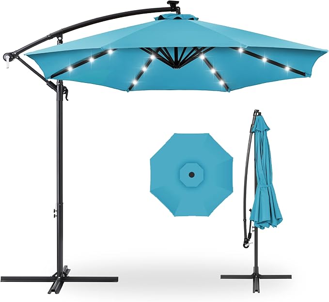 Best Choice Products 10ft Solar LED Offset Cantilever Hanging Market Patio by BestChoiceProducts