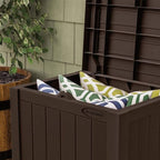 Suncast 17 x 22 Inch Resin 22-Gallon Patio Storage Deck Box, Java Brown - Image 8