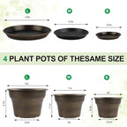 Plant Planters Pots Set of 4 Pack 13 Inch，Large Plastic Flower Pot - Image 3