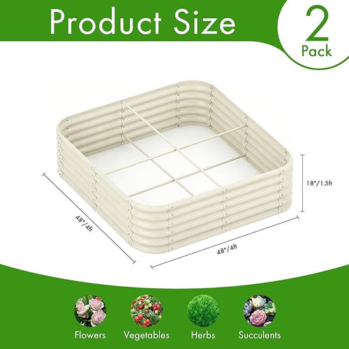 2-Pack 4x1.5ft Galvanized Raised Garden Bed, Outdoor Planter Bed, Metal Planter - Image 2