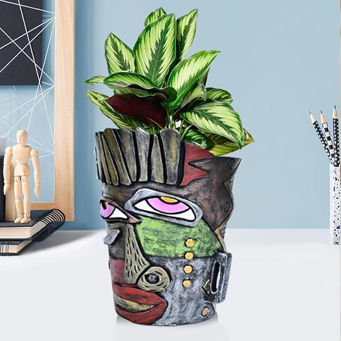 Abstract Face Planters Pots Head, Unique Head Planter - Image 7