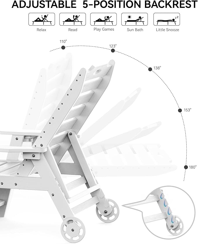 Carauci Lounge Chair Outdoor, HDPE Chaise Lounge - Image 5
