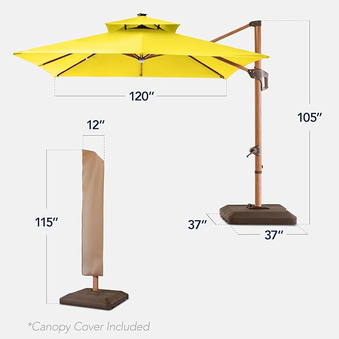 Best Choice Products 10ft Square Cantilever Patio Umbrella w/Base Included - Image 2