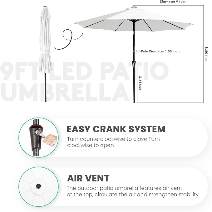 JEAREY 9FT Outdoor Patio Umbrella - Image 8