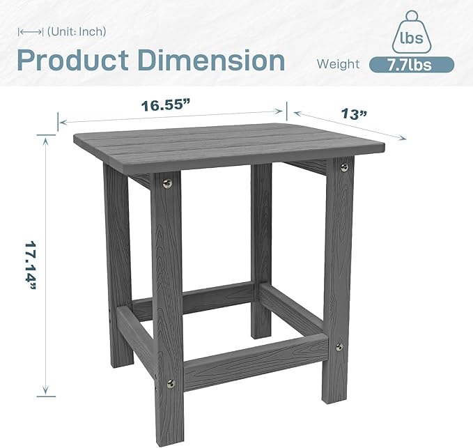 Outdoor Side Table, HDPS Single Adirondack Side Table Weather Resistant - Image 3