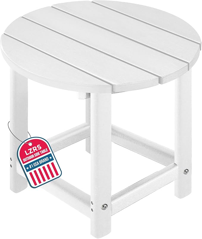 LZRS Round Adirondack Patio Side Table End Table, Outdoor Side Tables by LZRSPET
