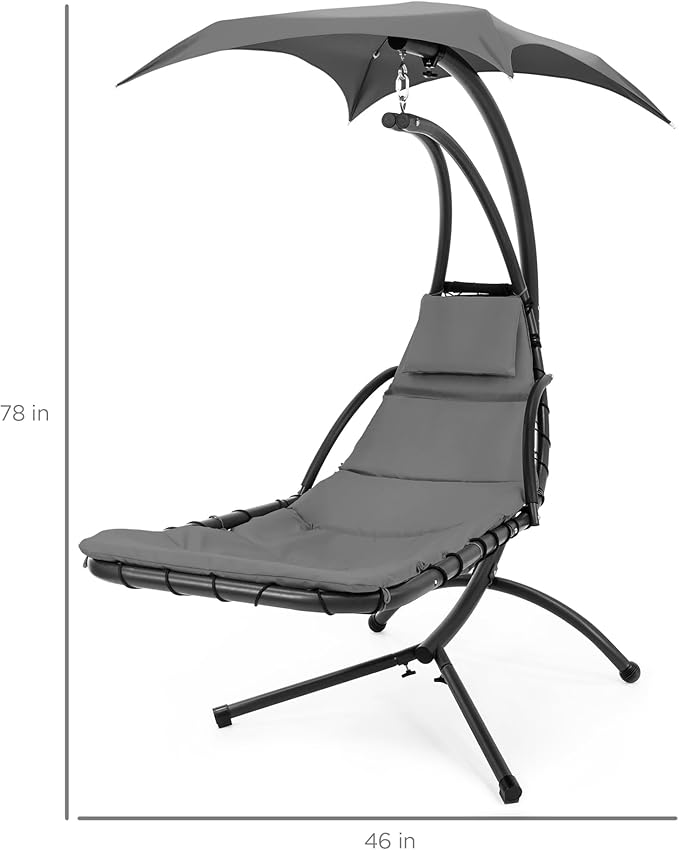 Best Choice Products Outdoor Hanging Curved Steel Chaise Lounge Chair Swing - Image 2