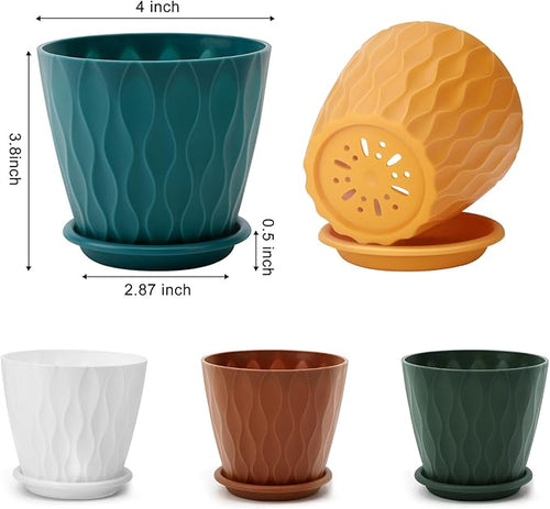 4 inch Plant Pots, 5 Pack Flower Pots Outdoor Indoor, Planters - Image 2