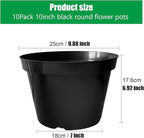 10 Inch Plastic Nursery Pots for Plants 10 Pack Plant Pots - Image 5