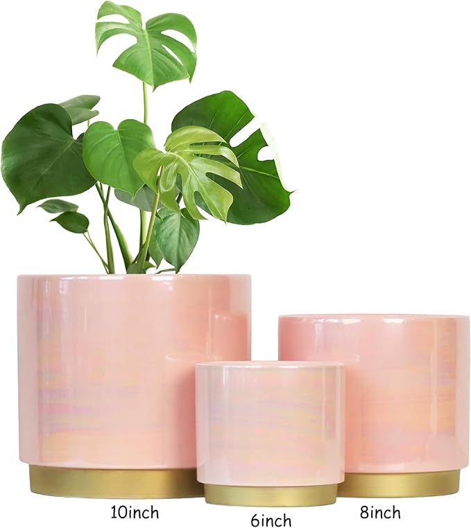 Gepege Pink Indoor Plant Pots for Plants, Ceramic Planter - Image 5