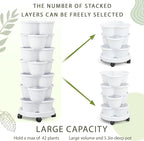 Umigy 2 Set White 7 Tier Stackable Vertical Planters - Image 5