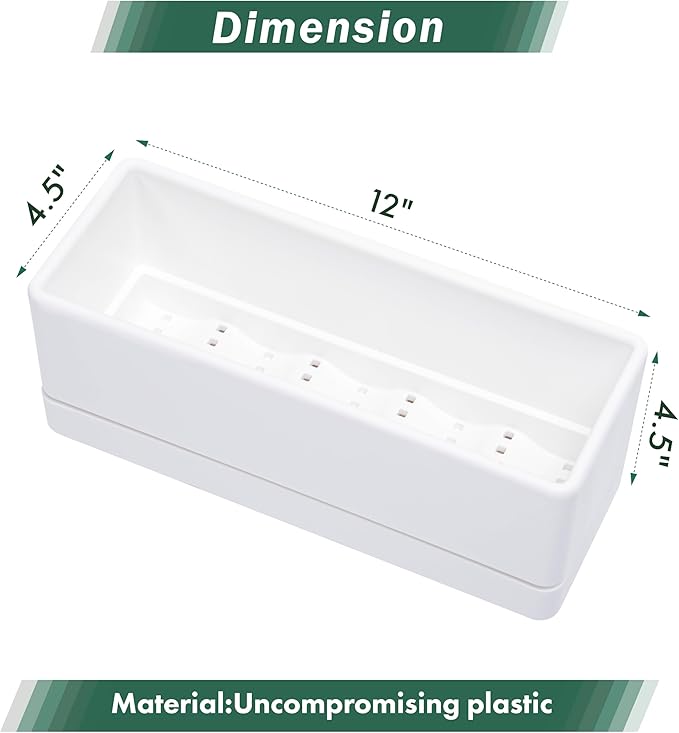 D'vine Dev 12 Inch Window Box Planter, Rectangle Plastic Herb Planter - Image 3