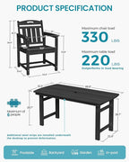 Ciokea Outdoor Patio Dining Chair, HDPE Porch Chairs - Image 2