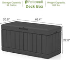 Patiowell 82 Gallon Resin Deck Box, Waterproof Large Wood Look Storage Box - Image 6