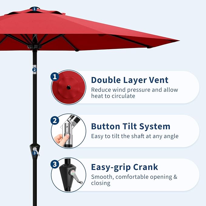 Garvee 9FT Patio Umbrella - Image 4