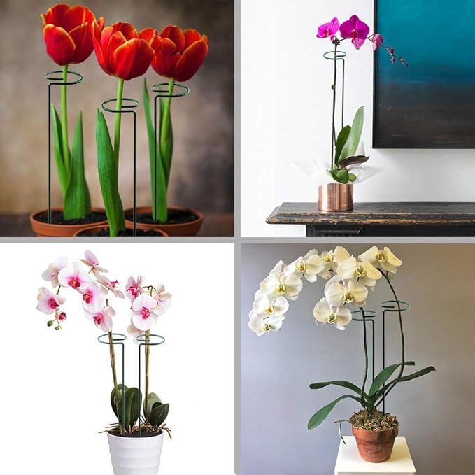 HiGift 17 inch Plant Support Stakes, 4mm Thick Garden Single Stem Flower - Image 8