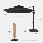 Best Choice Products 9x12ft LED Cantilever Patio Umbrella w/Base Included & - Image 2