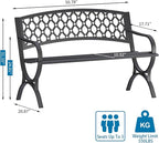 On Shine 50'' Patio Garden Bench, Loveseats Patio Park Bench, Metal Bench - Image 3