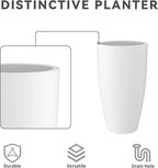 Kante 23.6" H Pure White Finish Concrete Tall Planters Large Outdoor Indoor - Image 7