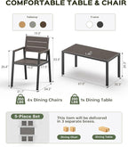 5-Piece Outdoor Dining Set, Aluminum Dining Table Set - Image 4