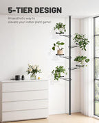 Tension Rod Plant Stand, 5 Tier Tension Pole Plant Stand - Image 2