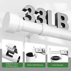 Curtain Rods for Windows 72 to 144, 1 Inch Adjustable White Extra Long Heavy - Image 4