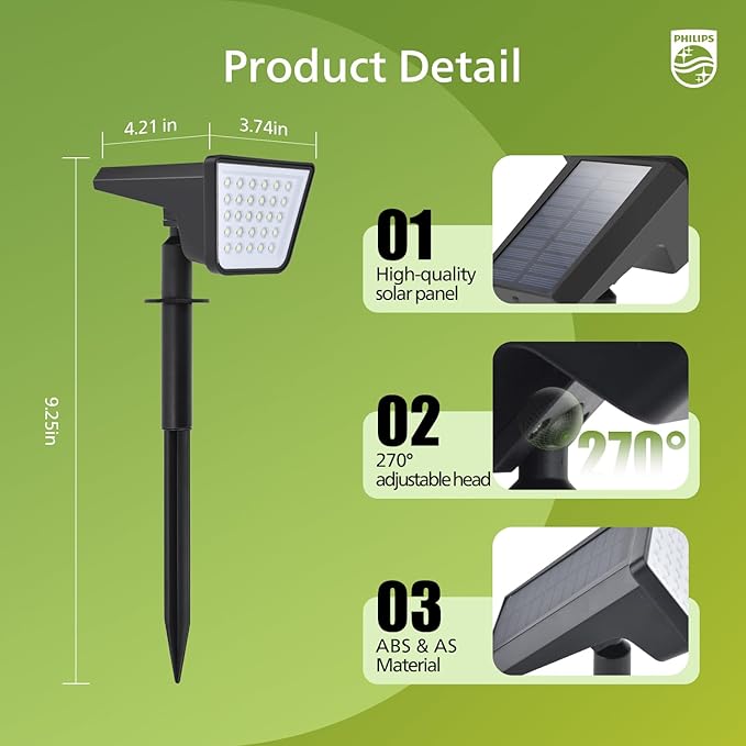 Philips 6 Packs Solar Spot Lights Outdoor Waterproof, 28 LED 7500K Solar - Image 3