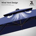 9x12FT Navy Blue Cantilever Outdoor Patio Umbrella - Image 8