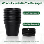 T4U 6 Inch Plant Pot 8-Pack, Plastic Planter - Image 6