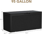 Devoko 95 Gallon Deck Box Large Resin Outdoor Storage Box, Waterproof and UV - Image 6