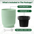 T4U 7 Inch Self Watering Pots for Indoor Plants, 4 Pack Plant Pots, Self - Image 6