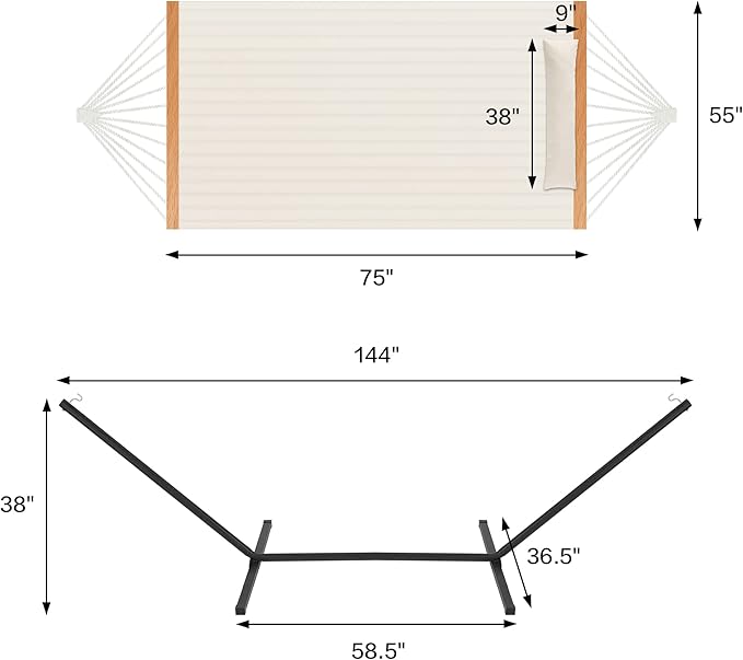 Two Person Hammock with Stand for Outside Heavy Duty, Outdoor Patio Hammock - Image 4