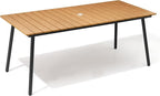 70" Patio Outdoor Dining Table for 4-6, Weather-Resistant Wood-Grain Top by VredHom