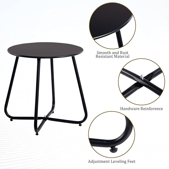 HollyHOME Round Metal Side Table, Rust-Resistant Patio Small Plant Stand - Image 6